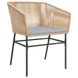2 db barna polyrattan kerti szék párnákkal