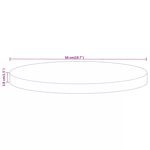 tömör nyers mangófa kerek asztallap Ø50 x 3,8 cm