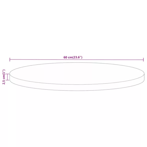 tömör nyers mangófa kerek asztallap Ø60 x 2,5 cm