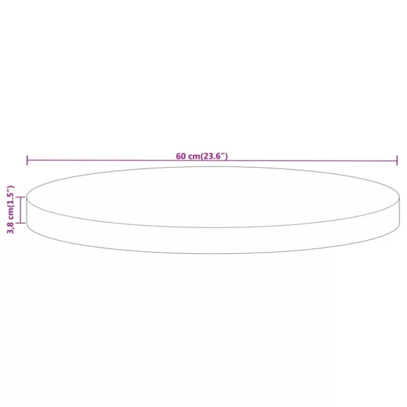 tömör nyers mangófa kerek asztallap Ø60 x 3,8 cm