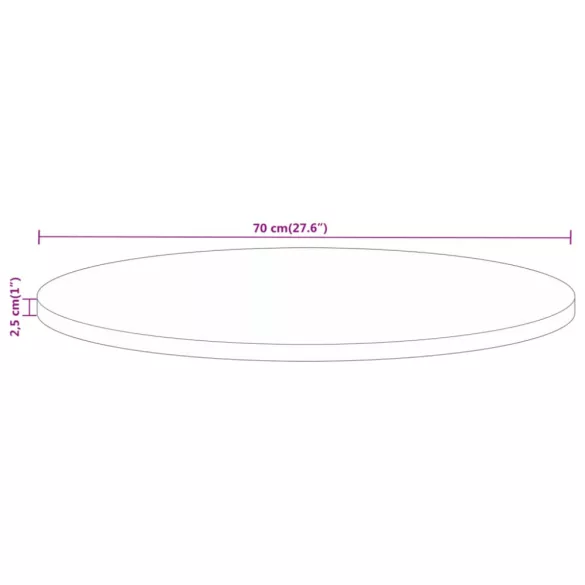 tömör nyers mangófa kerek asztallap Ø70 x 2,5 cm