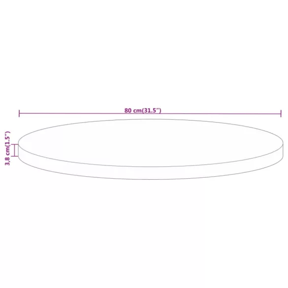 tömör nyers mangófa kerek asztallap Ø80 x 3,8 cm