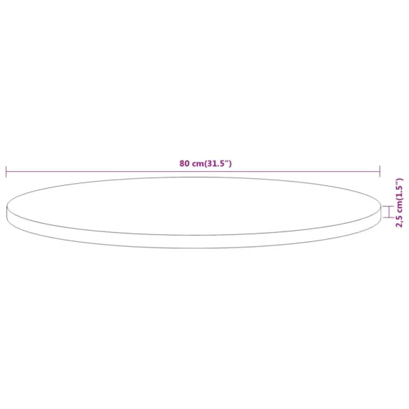 tömör akácfa kerek asztallap Ø80 x 2,5 cm
