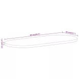 tömör nyers mangófa ovális asztallap 90 x 40 x 2,5 cm