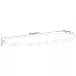 tömör nyers mangófa ovális asztallap 140 x 50 x 3,8 cm