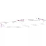 tömör nyers mangófa ovális asztallap 140 x 60 x 3,8 cm