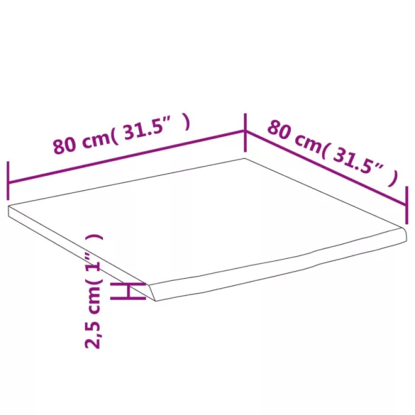 tömör akácfa téglalap alakú asztallap 80 x 80 x 2,5 cm