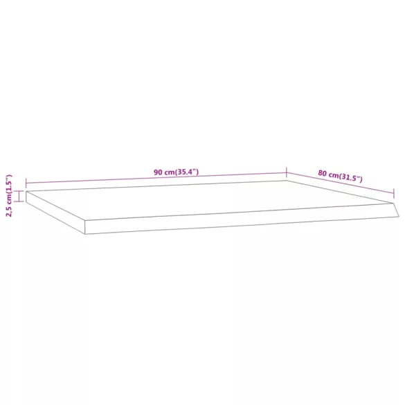 tömör akácfa téglalap alakú asztallap 90 x 80 x 2,5 cm