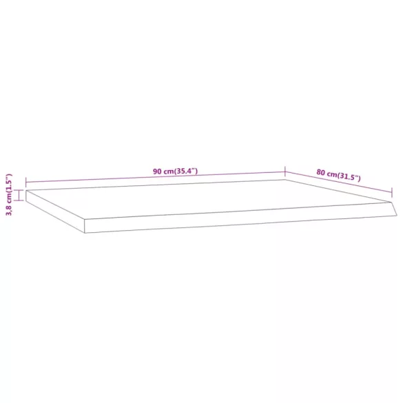 tömör akácfa téglalap alakú asztallap 90 x 80 x 3,8 cm