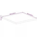 tömör nyers mangófa természetes élű asztallap 60 x 60 x 2,5 cm