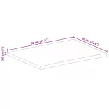 tömör nyers mangófa természetes élű asztallap 80 x 60 x 2,5 cm
