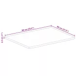 tömör nyers mangófa természetes élű asztallap 90 x 80 x 2,5 cm