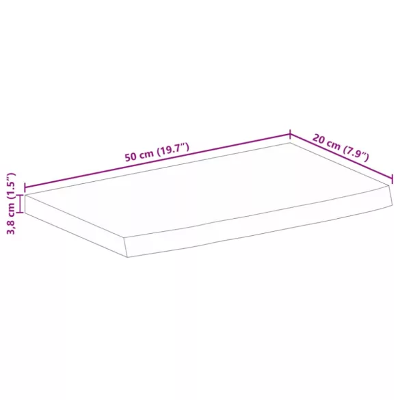 tömör nyers mangófa természetes élű asztallap 50 x 20 x 3,8 cm