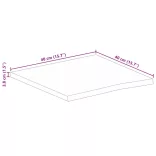 tömör nyers mangófa természetes élű asztallap 40 x 40 x 3,8 cm