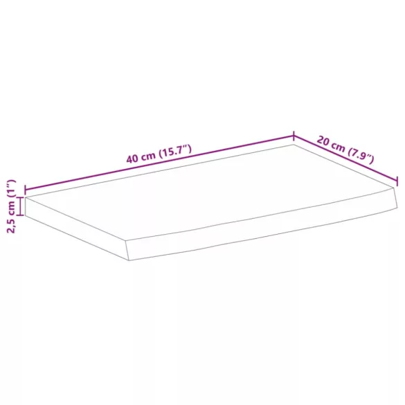 tömör mangófa természetes élű asztallap 40 x 20 x 2,5 cm