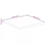 tömör mangófa természetes élű asztallap 40 x 40 x 2,5 cm