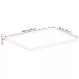 tömör mangófa természetes élű asztallap 100 x 80 x 2,5 cm