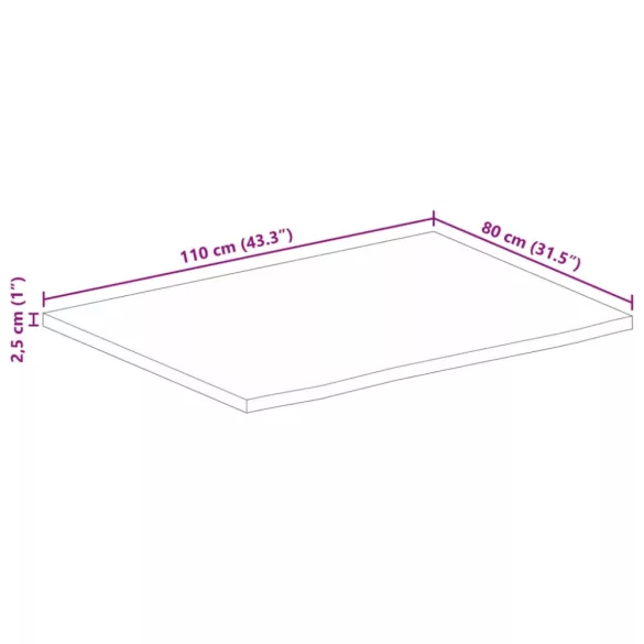 tömör mangófa természetes élű asztallap 110 x 80 x 2,5 cm