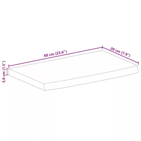 tömör mangófa természetes élű asztallap 60 x 20 x 3,8 cm