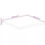 tömör mangófa természetes élű asztallap 40 x 40 x 3,8 cm