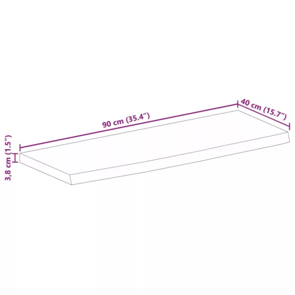 tömör mangófa természetes élű asztallap 90 x 40 x 3,8 cm