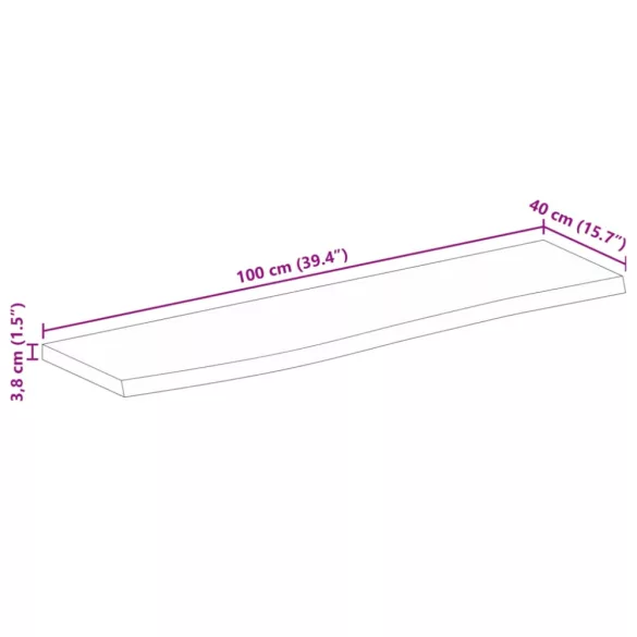 tömör mangófa természetes élű asztallap 100 x 40 x 3,8 cm