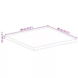 tömör mangófa asztallap természetes éllel 80 x 80 x 2,5 cm