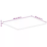 tömör mangófa természetes élű asztallap 100 x 80 x 2,5 cm