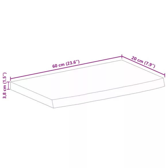 tömör mangófa természetes élű asztallap 60 x 20 x 3,8 cm