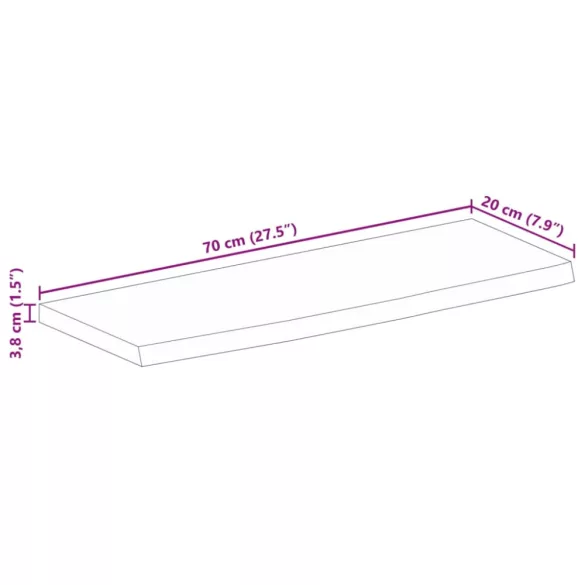 tömör mangófa természetes élű asztallap 70 x 20 x 3,8 cm