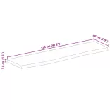 tömör mangófa természetes élű asztallap 120 x 20 x 3,8 cm