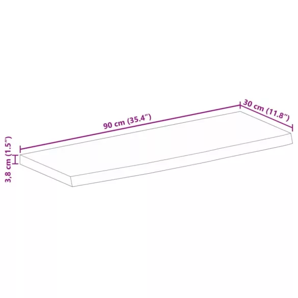 tömör mangófa asztallap természetes éllel 90 x 30 x 3,8 cm