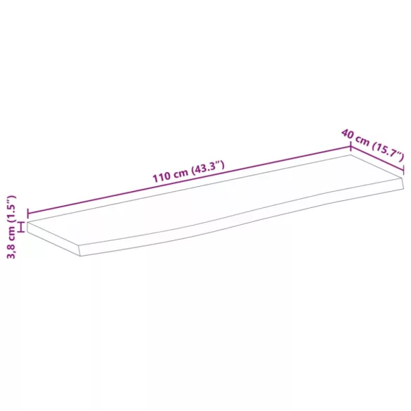 tömör mangófa természetes élű asztallap 110 x 40 x 3,8 cm