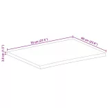 tömör mangófa természetes élű asztallap 70 x 60 x 3,8 cm