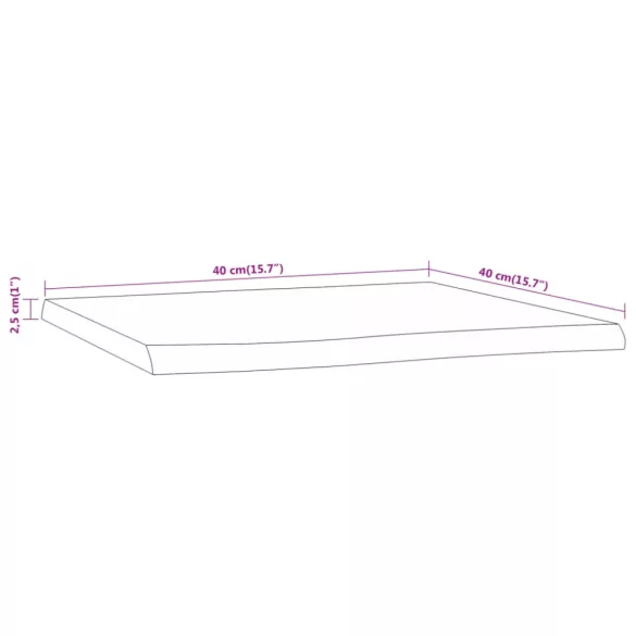tömör akácfa téglalap alakú asztallap 40x40x2,5 cm