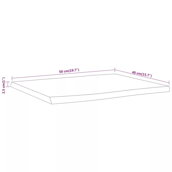 tömör akácfa téglalap alakú asztallap 50x40x2,5 cm