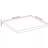 tömör nyers mangófa természetes élű asztallap 60 x 60 x 2,5 cm