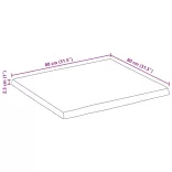 tömör nyers mangófa természetes élű asztallap 80 x 80 x 2,5 cm