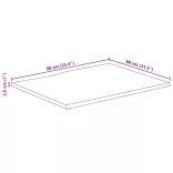 tömör nyers mangófa természetes élű asztallap 90 x 80 x 2,5 cm