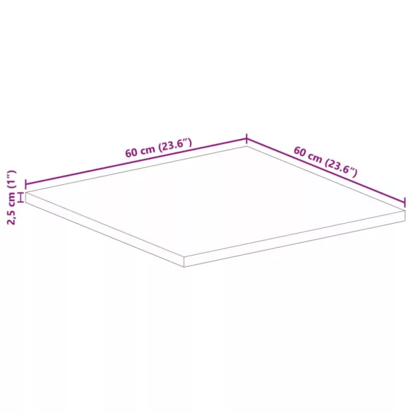 tömör akácfa négyzet alakú asztallap 60x60x2,5 cm