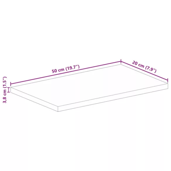 tömör akácfa téglalap alakú asztallap 50x20x3,8 cm