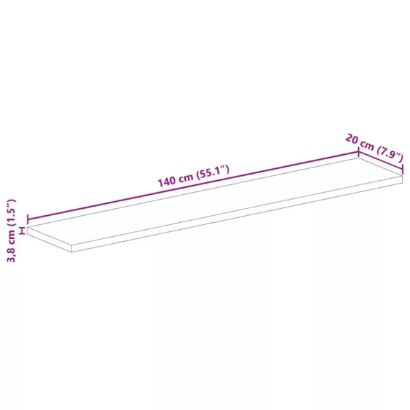 tömör akácfa téglalap alakú asztallap 140x20x3,8 cm