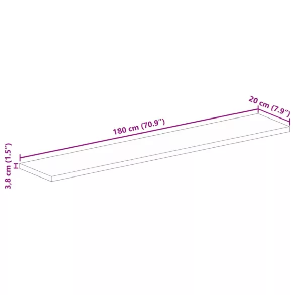 tömör akácfa téglalap alakú asztallap 180x20x3,8 cm