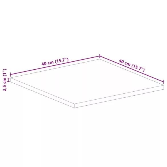 tömör újrahasznosított fa négyzet alakú asztallap 40x40x2,5 cm