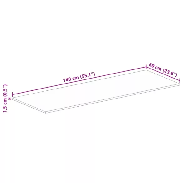 tömör újrahasznosított fa téglalap alakú asztallap 140x60x1,5cm