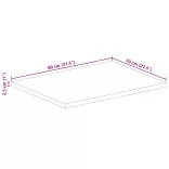 tömör újrahasznosított fa téglalap alakú asztallap 80x70x2,5 cm