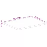 tömör újrahasznosított fa téglalap alakú asztallap 90x80x2,5 cm