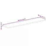 tömör újrahasznosított fa téglalap alakú asztallap 180x40x3,8cm