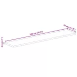 tömör újrahasznosított fa téglalap alakú asztallap 180x30x2,5cm