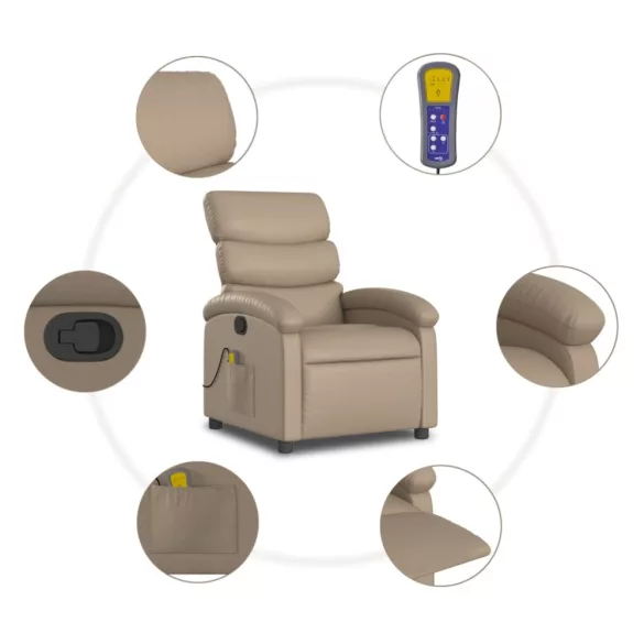 kávészínű műbőr dönthető masszázsfotel